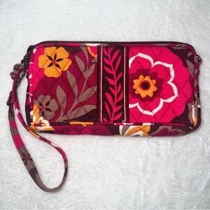 Vera Bradley Wristlet Wallet Carnaby Floral Brown Pink Retired Clutch NWOT